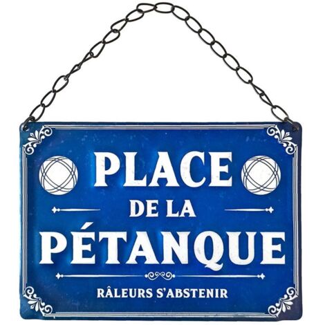 Plaque métallique Place de la Pétanque 20 cm