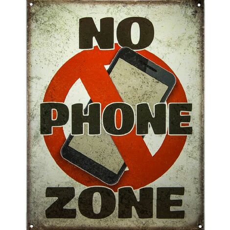 Plaque métallique Rectangulaire NO PHONE ZONE 40.5 x 31.5 cm