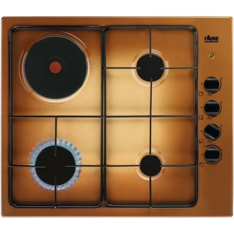 Table de cuisson mixte 60cm 4 feux terre de france - Faure - fgm64300t - marron