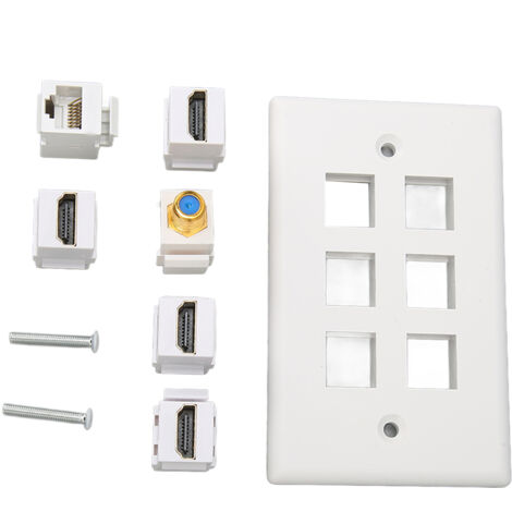 Plaque Murale 6 Ports HDMI et Ethernet CAT6 pour Bureau Domicile