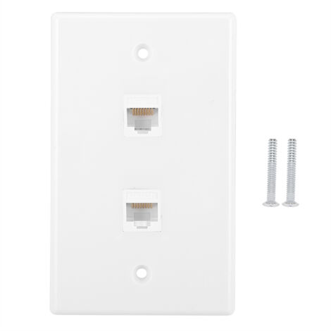 Plaque murale, coupleur en ligne Keystone 2 ports Cat6 RJ45 pour périphériques Ethernet Cat7/6/5/5e - Blanc
