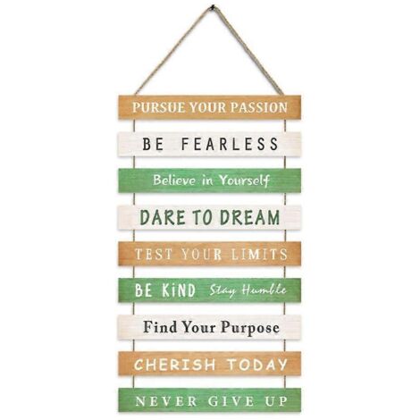 Plaque murale en bois pour bureau avec message motivant, décoration d'espace de travail inspirante, panneau mural design pour amélioration professionnelle.