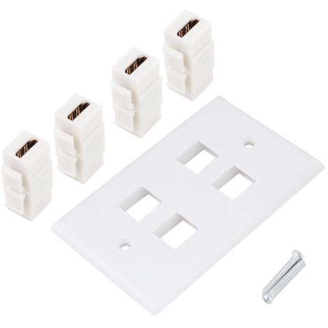 Plaque Murale HDMI 4 Ports avec Fermoir pour Connecteurs Audio Vidéo HDTV