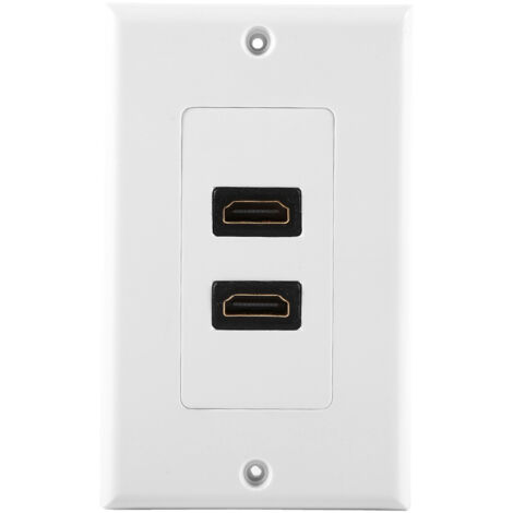 Plaque murale HDMI double port plaqué or avec Ethernet pour cinéma maison, DVD, télévision