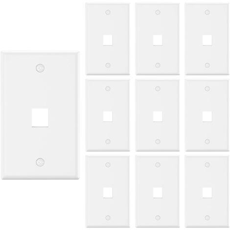 Plaque Murale Keystone - 1 Port - Blanc - Pour Prise RJ45 et Modules Modulaires - Norme UL - ABS Résistant - Lot de 10