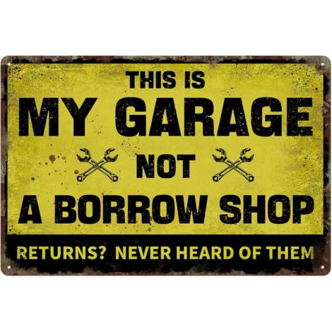 Plaque Murale Métallique de Garage Vintagée, Décoration Rustique, 30x20 Cm, Plaque de Fer Retro pour Garage, Entrepôt, Studio, Cadeaux de Man Cave, Cadeaux de Fête des Pères