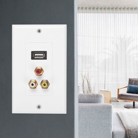 Plaque murale multifonction USB 2.0 et 3 RCA pour bureau, norme américaine