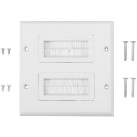 Plaque murale pour brosse, plaque murale en plastique pour câble de brosse, couvercle d'insertion de port, plaque pour brosse (double embouchure)