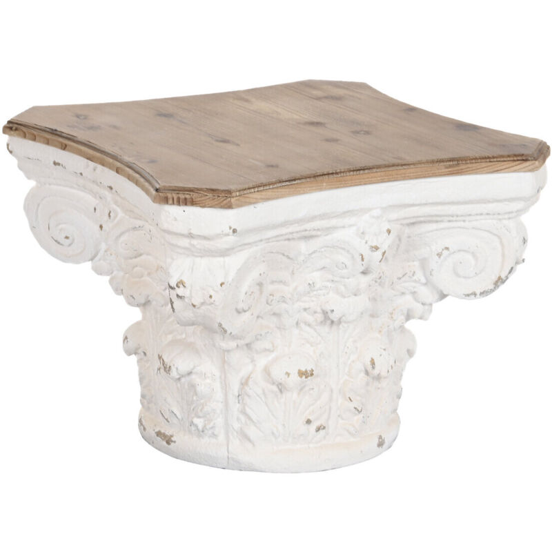 Table Café Sapin Magnésie 62X62X46 Colonne Blanc