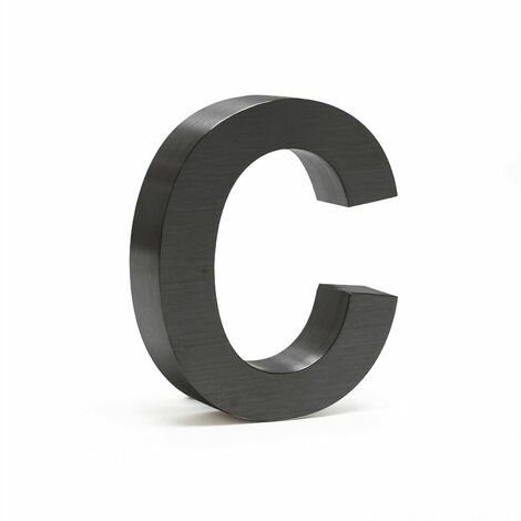 Plaque numéro maison "b" arial anthracite 3D 15cm acier fin résistant intempérie