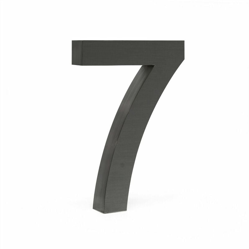 Plaque numéro maison "7" arial anthracite 3D 20 cm acier fin résistant intempérie