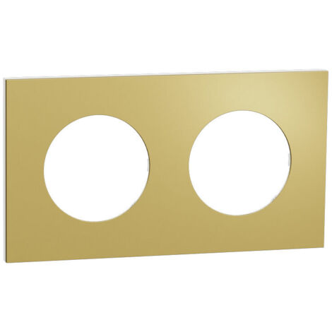 Plaque Odace Laiton Métal support blanc 2 postes (S911704)