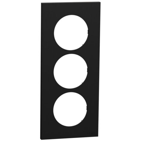 Plaque Odace Noir Onyx 3 postes 57mm (S940716)