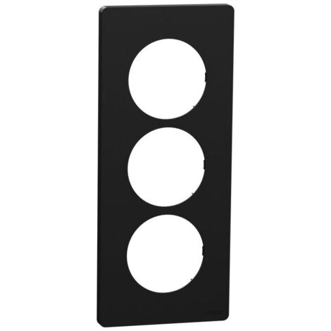 Plaque Odace Noir Onyx Architecte 3 postes 57mm (S940816)