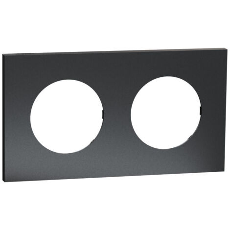 Plaque Odace Perle noire Métal support noir 2 postes (S912704)