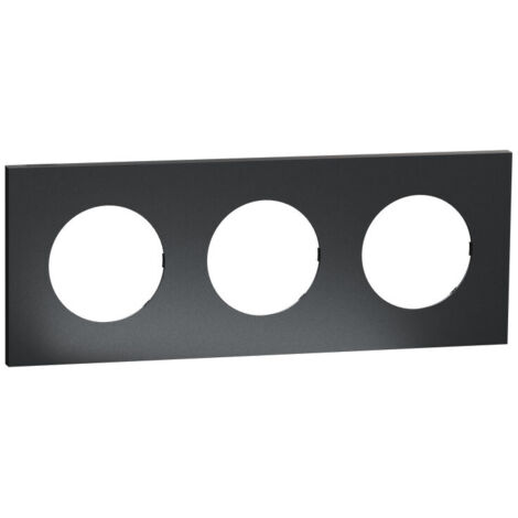 Plaque Odace Perle noire Métal support noir 3 postes (S912706)