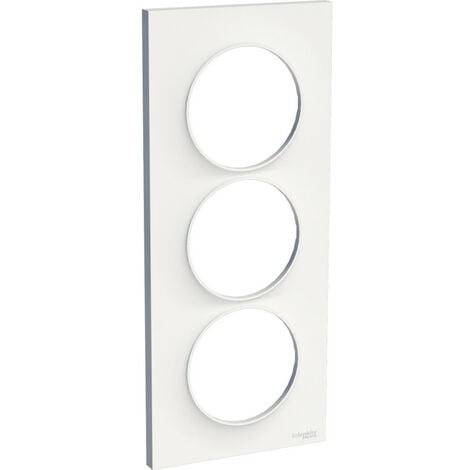 Odace Styl, plaque Blanc 3 postes verticaux entraxe 57mm