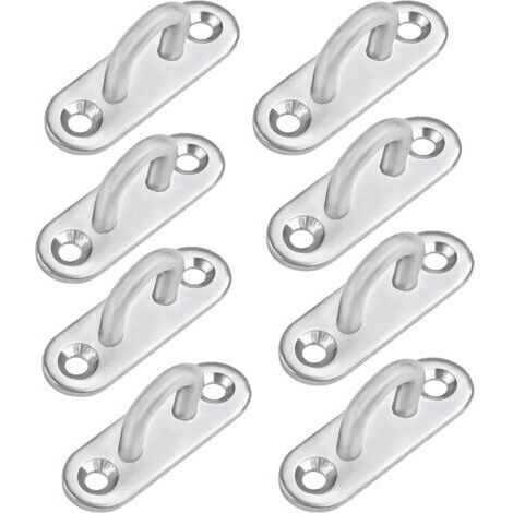 Plaque Oeillet Acier Inoxydable M5 (8 Pcs) - Oblong Crochet Métal Forme U Montage Mural et Plafond (50 x 17 mm) - Crochet de Fixation Capacité 40 Kg pour Suspensionsdengyank