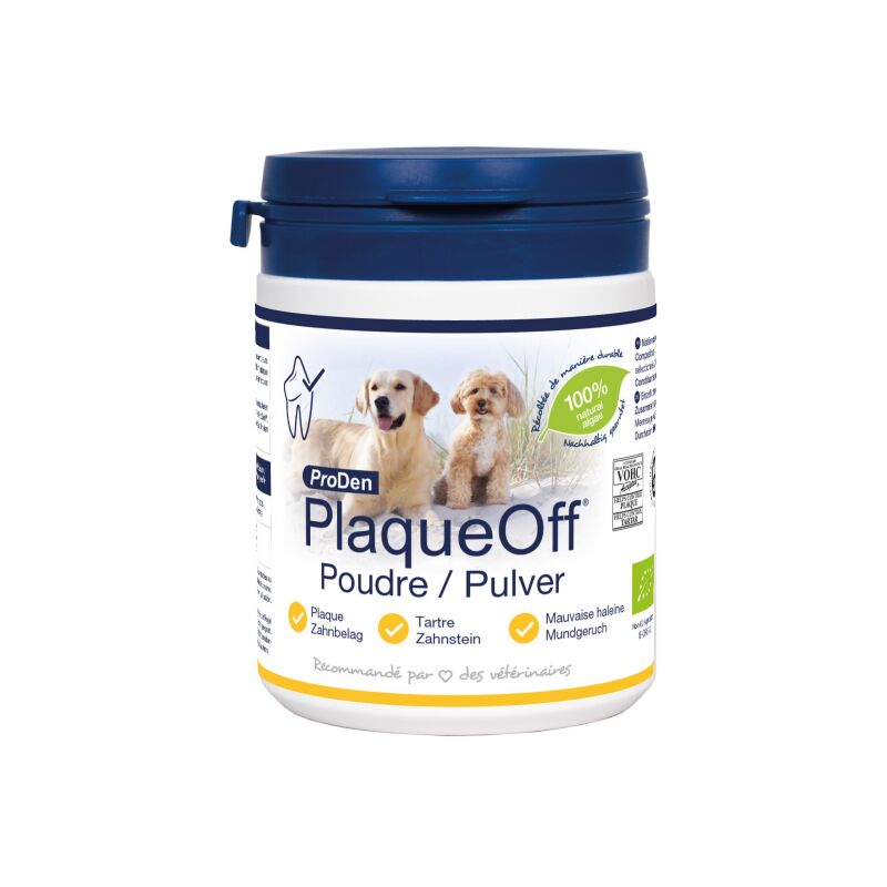 Soin dentaire PlaqueOff en poudre pour chien et chat Pot 180 g - Proden