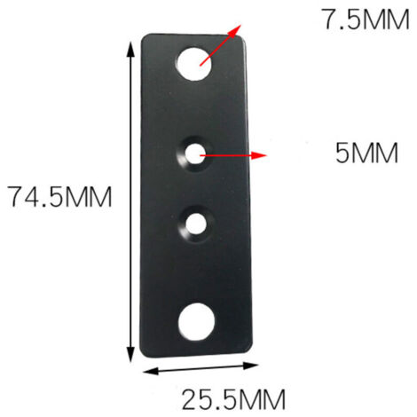 Plaque Perforée Plaques d'assemblage plates Connecteur de réparation- 2 pièces 75x25 mm Supports de Fixation Droits Plats Métalliques pour Rejoint la Fixation et Réparation Meubles(Noir)