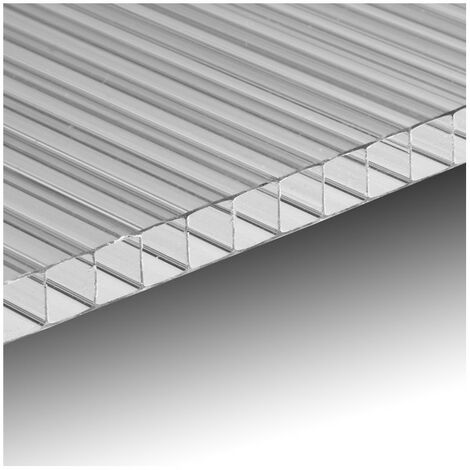 Plaque polycarbonate alvéolaire, 200 x 100 cm, épaisseur 10 mm - Transparent - Trasparente
