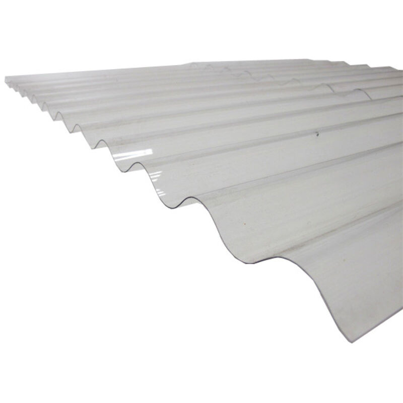 Plaque polycarbonate ondulée translucide (po 76/18 - petite onde) - Coloris - Translucide, Largeur totale de la plaque - 90cm, Longueur totale de la