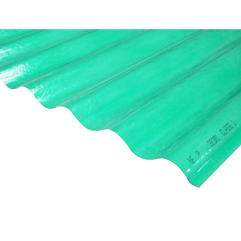 Plaque polyester vert ondulée (po 76/18) - Coloris - Vert, Largeur totale de la plaque - 90cm, Longueur totale de la plaque - 2.5m