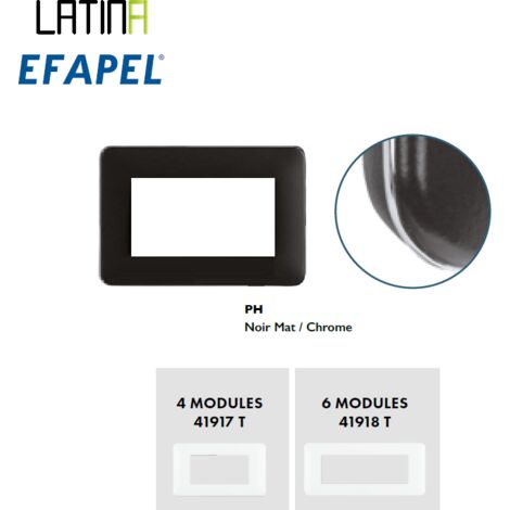 Plaque pour 4 modules noir chrome LATINA