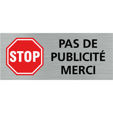 STOP PUB Boite Aux Lettres Plaque Adhésive Noir Texte Blanc PAG