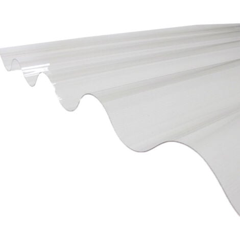 Plaque PVC ondulée (GO 177/51 - grandes ondes) - Coloris - Transparent, Largeur totale de la plaque - 92cm, Longueur totale de la plaque - 2m