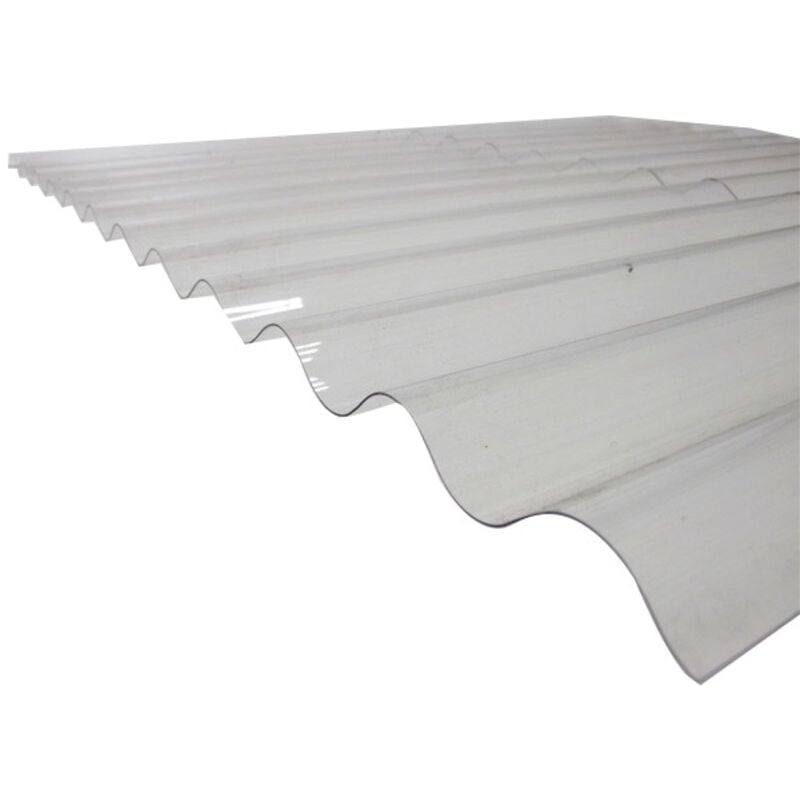 Plaque pvc ondulée (po 76/18 - petites ondes) - Coloris - Transparent, Largeur totale de la plaque - 90cm, Longueur totale de la plaque - 3m