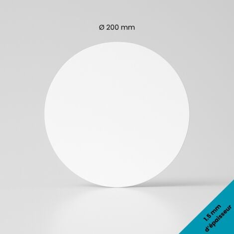 Plaque PVC rigide blanche 1,5 mm -Format rond Ø 200 mm -Panneau plastique à la découpe