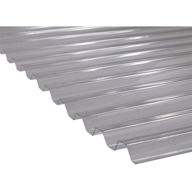 Plaque PVC transparente et nervurée (greca) - Coloris - Transparent, Largeur totale de la plaque - 109cm, Longueur totale de la plaque - 1.5m