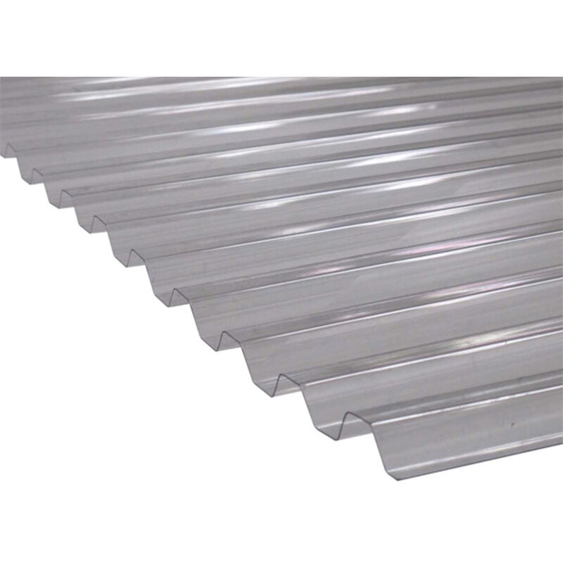 Plaque pvc transparente et nervurée (greca) - Coloris - Transparent, Largeur totale de la plaque - 109cm, Longueur totale de la plaque - 2.5m