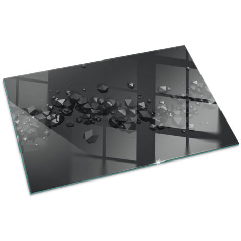 Plaque Rectangulaire avec impression en verre trempé pour cheminée indépendante de sol Nuage abstrait de solides 100x70 cm