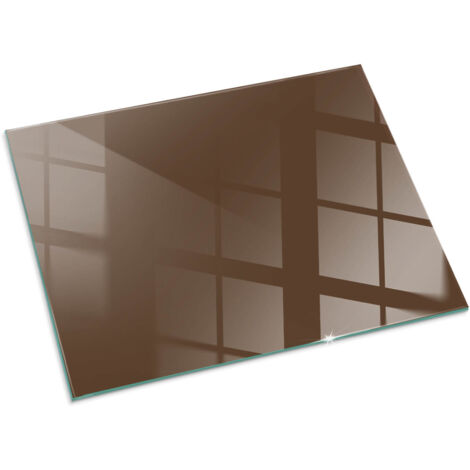 Plaque Rectangulaire de protection de sol en verre trempé pour cheminée et poêle à bois pare-feu contre les étincelles Couleur Marron 80x60 cm