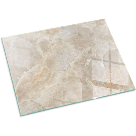 Plaque Rectangulaire de protection de sol en verre trempé pour cheminée ou poêle à bois pare-feu contre les étincelles Motif pierre naturelle 80x60 cm