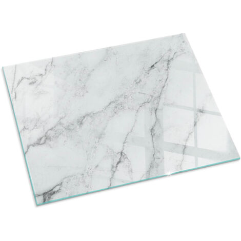 Plaque Rectangulaire de protection en verre trempé pour cheminée protection contre les étincelles Motif marbré avec veines 80x60 cm