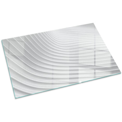 Plaque Rectangulaire de protection en verre trempé pour cheminée protection contre les étincelles Vagues de lignes délicates 100x70 cm