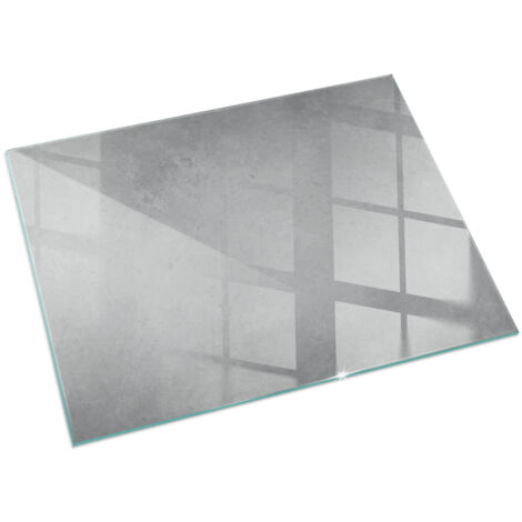 Plaque Rectangulaire de sol pour cheminée en verre trempé avec impression Texture de béton avec effet 60x40 cm