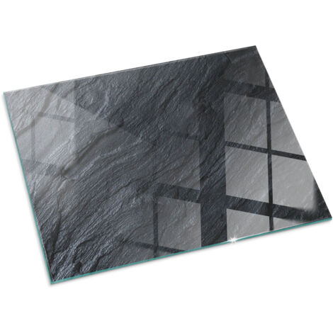 Plaque Rectangulaire de sol pour cheminée en verre trempé avec impression Texture surface pierre 80x60 cm
