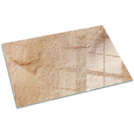 Plaque Rectangulaire de sol sous poêle à bois en verre trempé protection thermique du plancher Texture de pierre naturelle 100x70 cm