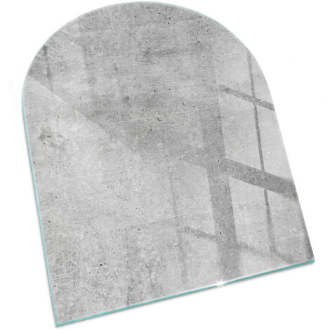 Plaque Rectangulaire de Verre pour Cheminée Revêtement de Sol Plancher de Pare-feu Protection Contre Etincelles Texture béton brut 80x70 cm