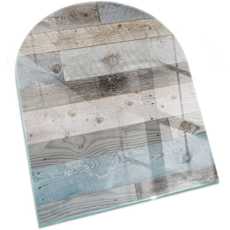 Plaque Rectangulaire décorative de protection avec impression graphique en verre trempé sous cheminée Planches de différentes nuances 80x70 cm