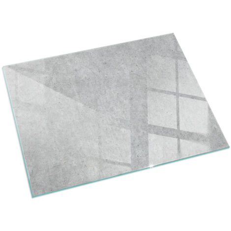 Plaque Rectangulaire décorative de protection avec impression graphique en verre trempé sous cheminée Texture béton brut 60x40 cm