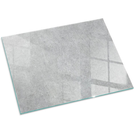 Plaque Rectangulaire en verre Cheminée Protecteur de Sol Sous la Cheminée Verre Trempé Protection Thermique Texture béton brut 80x60 cm