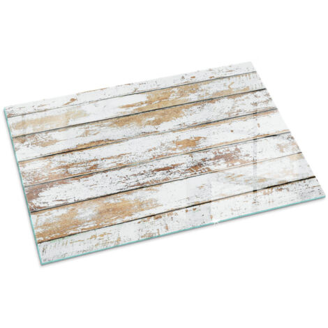 Plaque Rectangulaire en verre trempé de sol décorative imprimée premium sous cheminée Planche de bois abîmée 100x70 cm