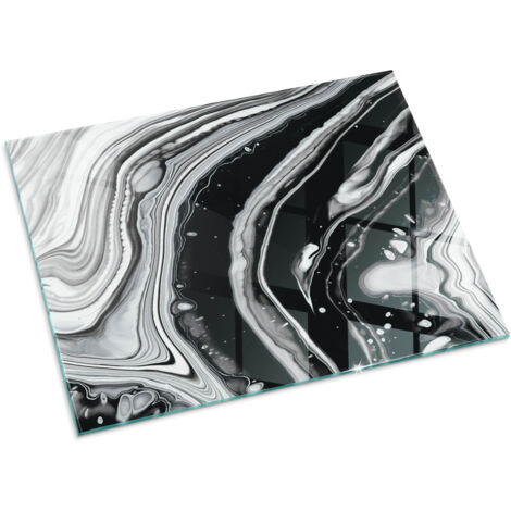 Plaque Rectangulaire en verre trempé de sol décorative imprimée premium sous cheminée Vagues et lignes abstraites 80x60 cm