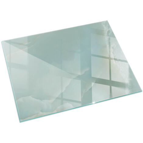 Plaque Rectangulaire en verre trempé décorative de protection avec impression pour salon pour cheminée Motif marbre délicat 60x40 cm