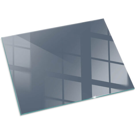 Plaque Rectangulaire en verre trempé décorative de protection de sol sous cheminée Couleur Bleu foncé 80x60 cm